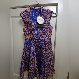 Cameo Blue and Orange Exclusive Leopard Print Dress